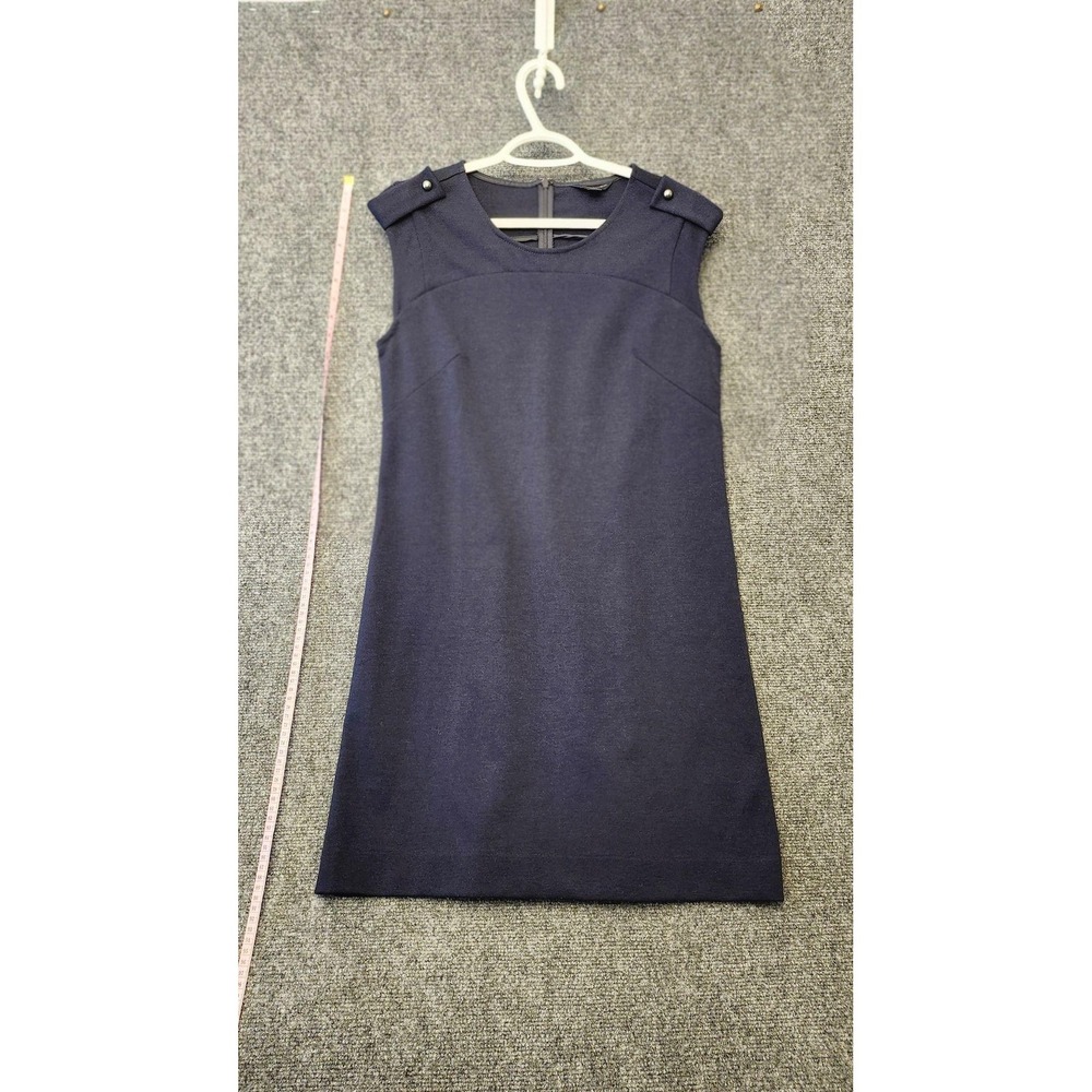 Banana Republic Dress Womens 6 Blue Knit Sheath Cap Sleeve Buttons Workwear